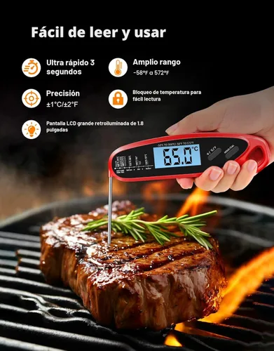 Miniatura 2 de Termómetro digital de lectura instantánea para carne con doble sonda, termómetro de alimentos para cocinar y asar a la parrilla, retroiluminación