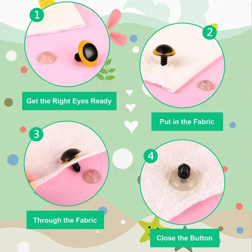Miniatura 4 de UPINS 180 piezas de ojos y nariz grandes de seguridad de 0.47 a 1.18 pulgadas con arandelas para ojos de animales de peluche Amigurumi, muñeca