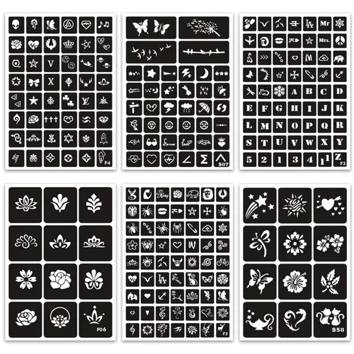 Miniatura 3 de Plantillas temporales de tatuaje para mujeres, niñas y niños, más de 410 piezas, kit de plantillas de tatuaje de henna, plantillas temporales