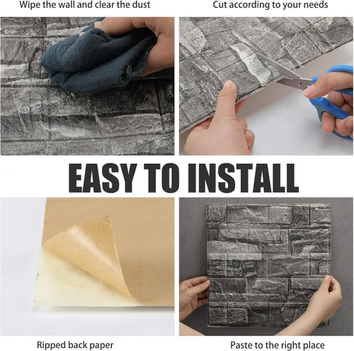 Miniatura 3 de Tinlade 30 piezas 28.81 pies cuadrados Paneles de pared 3D para despegar y pegar, papel tapiz de ladrillo de espuma autoadhesivo, paneles de pared