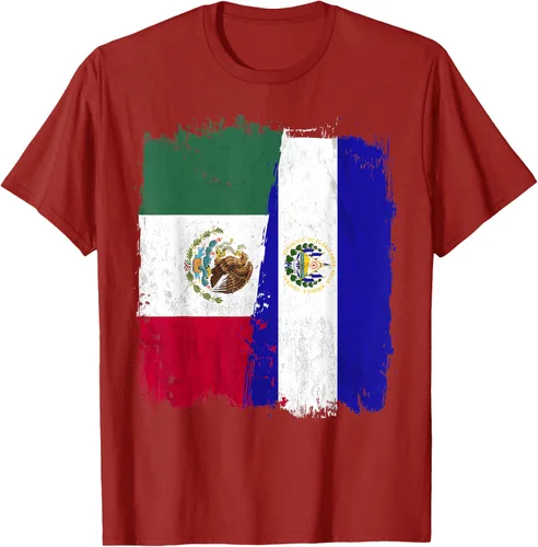 Miniatura 67 de Camiseta con la bandera mexicana de El Salvador con la mitad de la bandera mexicana de El Salvador