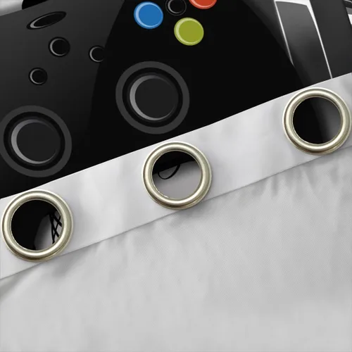 Miniatura 5 de Cortinas de juegos negros y grises, con diseño de notas musicales, cortina de ventana de gamepad para niños, decoración de sala de videojuegos