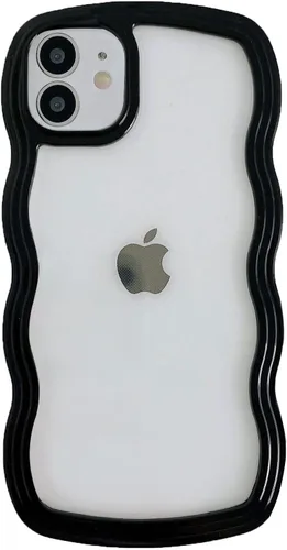 Miniatura 31 de QLTYPRI Funda compatible con iPhone 7/8/SE, bonita funda transparente con marco ondulado rizado para niñas y mujeres, funda protectora de TPU