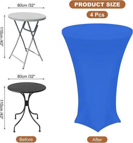 Miniatura 2 de uxcell 4 manteles redondos de cóctel de 24 x 43 pulgadas, mantel elástico Highboy de elastano, mesa alta ajustable para bar, fiesta de boda (negro)