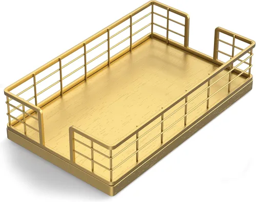Miniatura 30 de Wican Bandeja para toallas de invitados para baño, servilletas de madera y hierro para tocador, mesa de comedor, cesta de madera para toallas