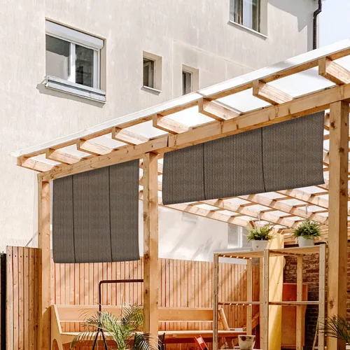 Miniatura 7 de Persianas enrollables para exteriores, para porche, terraza, pérgola, balcón, glorieta, privacidad, para exteriores, 7 pies de ancho x 6 pies