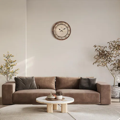 Miniatura 4 de Lafocuse Relojes de pared silenciosos de 12 pulgadas en color marrón, relojes de pared de granja operados con pilas, analógicos para cocina y sala