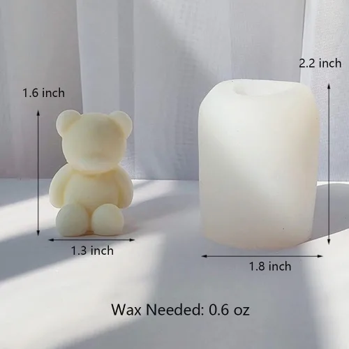 Miniatura 3 de Paquete de 2 moldes para velas de osos sentados, lindos moldes de silicona de oso para resina de cera, velas de animales, moldes de jabón hechos a
