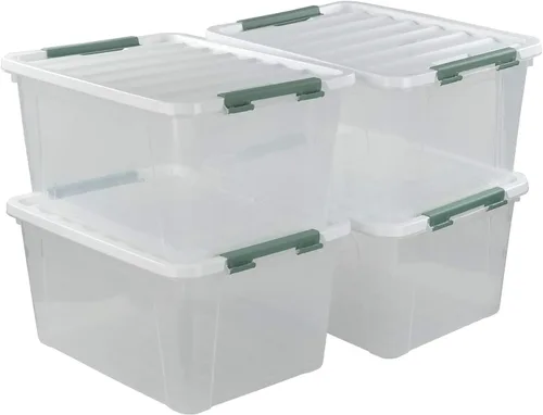 Miniatura 10 de Cajas de almacenamiento transparentes de 14 cuartos de galón con asas, contenedores de plástico con tapas, 6 paquetes