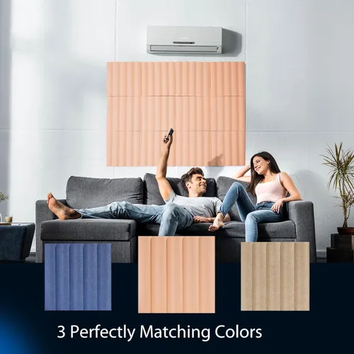 Miniatura 6 de Paquete de 12 paneles acústicos cuadrados laminados en forma de onda, paneles de pared insonorizados de 12 x 12 x 0.4 pulgadas, absorbentes