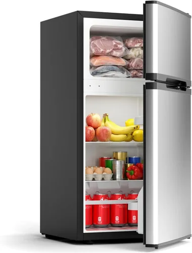 Miniatura 11 de COWSAR Refrigerador de oficina de 2.45 pies cúbicos con congelador, refrigerador de dormitorio de 2 puertas reversibles con 2 estantes extraíbles