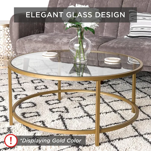 Miniatura 3 de Best Choice Products Mesa auxiliar redonda de cristal templado moderna de 36 pulgadas para sala de estar, comedor, té, decoración del hogar