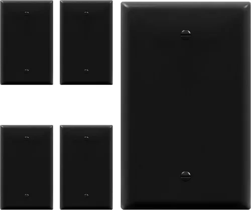 ENERLITES - Placas para pared de dispositivo en blanco, acabado brillante, cubiertas de salida en blanco de tamaño mediano, 1 banda, 4.88 x 3.11