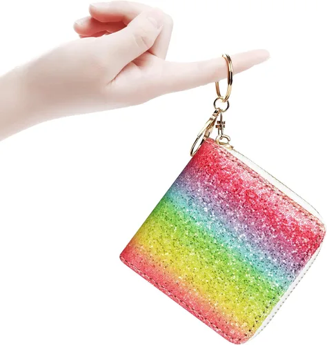 Miniatura 40 de GEEAD - Monedero pequeño con purpurina para mujer o niña, con anillo para llavero