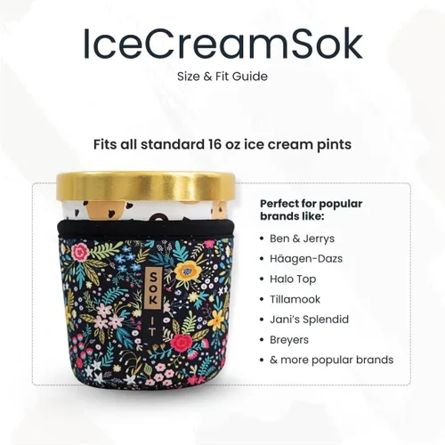 Miniatura 3 de Sok It IceCreamSok - Funda de neopreno aislada (flores abstractas, pintas de helado cónicas)