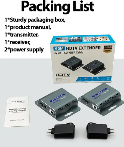Miniatura 4 de Extensor HDMI sobre CAT5e/6, HDMI a través de Ethernet, HD MI sobre cat6 con 200 pies para 1080 @60 Hz, convertidor RJ45 a HD Plug & Play