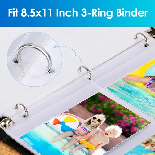 Miniatura 5 de MaxGear Paquete de 60 fundas para fotos de 3.5x5 para carpeta de 3 anillos (480 fotos), protectores de páginas de archivo resistentes, páginas