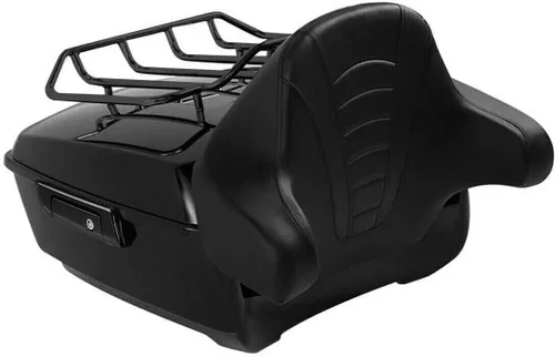TCMT Caja de maletero King para motocicleta con respaldo y montaje para dos personas, compatible con Harley 2009-2013 Touring Road Street Electra