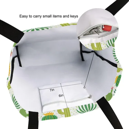 Miniatura 6 de SUABO Bolsa de asas de cocina reutilizable para comestibles, bolsa de compras de lona para exteriores Cactus