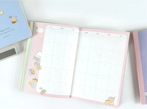 Miniatura 7 de Planificador semanal coreano Kawaii Mini sin fecha + 1 hoja de stickers dalgaru - 128 páginas, cubierta de PVC suave. Linda papelería pequeña