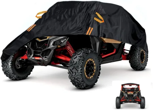 Miniatura 12 de Cubierta UTV impermeable resistente tela Oxford para todo tipo de clima, cubiertas de protección para Polaris RZR Ranger Can-Am Defender Teryx Negro
