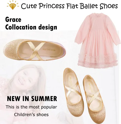 Miniatura 2 de Zapatos planos Mary Jane para niña, zapatos de ballet, zapatos de príncipes brillantes, zapatos de fiesta, vestido de boda, bailarinas para niños