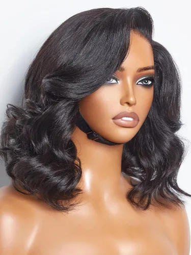 Miniatura 39 de Luvme Hair - Peluca Bob de encaje frontal con bordes rizados 4C, 10 pulgadas, cabello humano lacio tipo afro, sin pegamento, con separación profunda