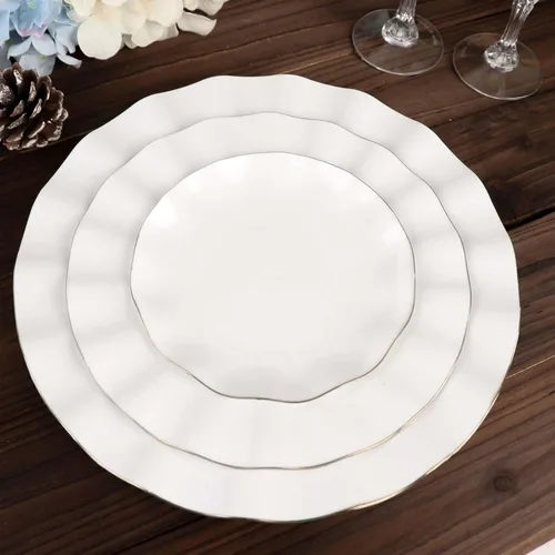 Miniatura 53 de Efavormart - Platos de cena de 11 pulgadas – Juego de 10 platos desechables redondos de plástico negro con borde dorado rizado – Vajilla elegante