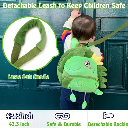 Miniatura 2 de VX VONXURY Mochila para niños pequeños, bonita mochila preescolar de felpa con correa de regalo para niños pequeños y niñas con correa para el pecho