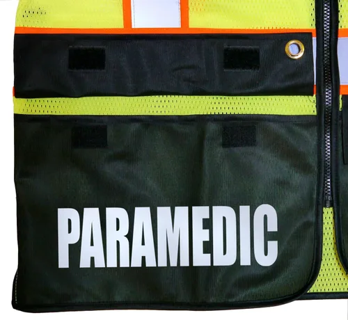 Miniatura 6 de Chaleco de seguridad para sobrevivientes paramédicos, tipo R Clase 2 con logotipos reflectantes y bolsillo trasero Jumbo