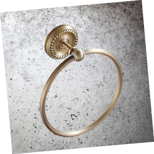 Miniatura 2 de Antique Brushed Brass Towel Ring Hanging Towel Rack Wall Mounted Round Bathroom Accessory for Home Hotel School Bathroom Decor