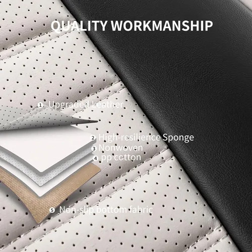 Miniatura 4 de HChengkikz Fundas de Asiento de Automóvil Par Delantero, Fundas de Asiento de Cuero Nappa Transpirable para Automóviles, Cojines Universales