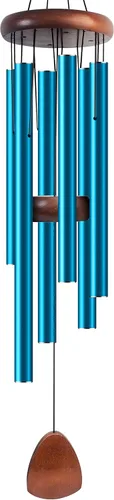 Miniatura 8 de Bursvik Campanilla de viento de 28 pulgadas, campanillas de viento decorativas en metal para exteriores, conmemorativas, regalo de recuerdo, Negro