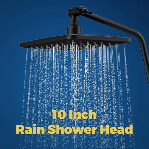 Miniatura 4 de Cabezal de ducha de lluvia de 10 pulgadas con rociador de mano, cabezal de ducha de mano de 7 funciones, brazo de extensión de ducha de metal
