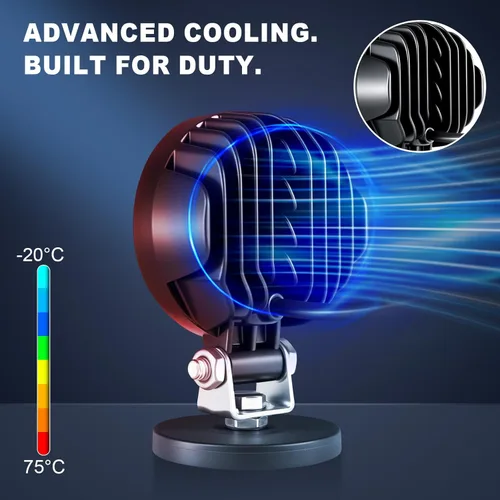 Miniatura 5 de Luz de seguridad LED para montacargas azul con foco y montaje magnético, voltaje amplio DC10–80V, IP68 impermeable, carcasa de aluminio, advertencia