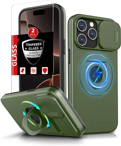 Miniatura 48 de Funda magnética para iPhone 11 Pro compatible con carga inalámbrica MagSafe, con 2 protectores de pantalla, anillo kickstand de 360° integrado +