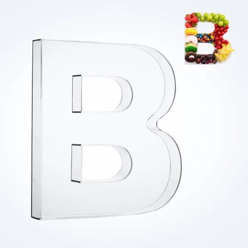 Miniatura 8 de Bandeja de 11" de Acrílico con Letras y Números – Bandeja Reutilizable y Rellenable para Aperitivos de Charcutería, Caja de Servir Postres