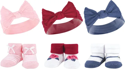 Miniatura 90 de Hudson Baby Conjunto de regalo de diadema y calcetines para niña Flor azul marino rosa