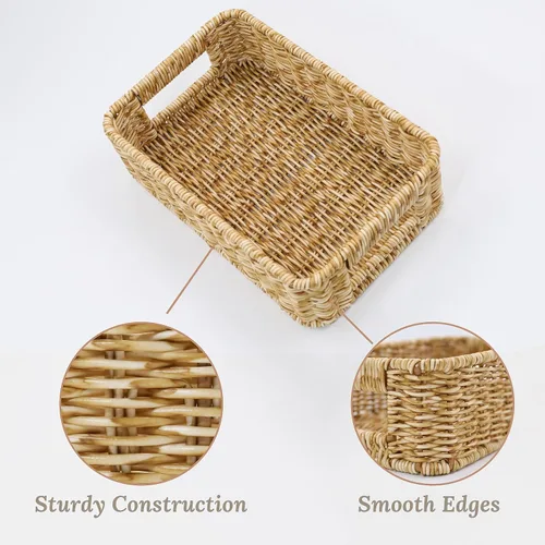 Miniatura 7 de Cestas para organizar, mimbre pequeño, cubos de almacenamiento para baño y rollos de papel higiénico, cubierta de tanque tejida a mano con asa