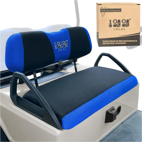 Miniatura 12 de 10L0L Fundas de asiento de carrito de golf para EZGO TXT RXV y Club Car DS 2000-up, tela de malla de aire transpirable lavable, color beige y azul