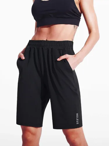 Miniatura 19 de NELEUS Pantalones cortos de correr ligeros para mujer, pantalones cortos atléticos de entrenamiento para yoga con bolsillo