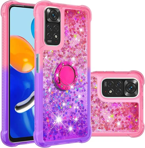 Funda para teléfono Xiaomi Redmi Note 11S, funda para Redmi Note 11 4G, brillante efecto arena movediza TPU parachoques con cuatro esquinas cubierta