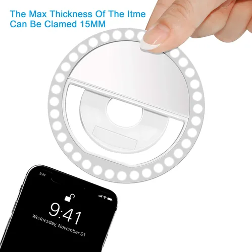 Miniatura 2 de XINBAOHONG - Anillo de luz para selfie, recargable, portátil, con clip, con 36 LED, para iPhone, Android, fotografía de teléfono inteligente, cámara