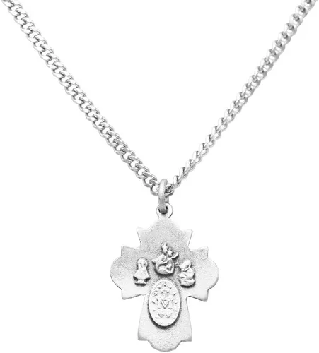 Miniatura 5 de Rosemarie Collections Collar con colgante de cruz de cuatro vías para la primera comunión religiosa con tarjeta de oración, 18 pulgadas, Metal, N A