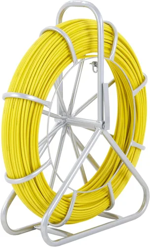 VEVOR Cinta Pasacables de Fibra de Vidrio 425 pies x 1/4 pulgada, Cinta Pasacables Guía de Conductos con Soporte de Acero Duradero, Varilla