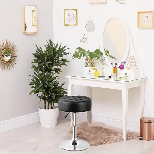 Miniatura 7 de SUPER DEAL Taburetes de tocador para maquillaje, silla otomana de tocador con altura ajustable y giro de 360° para sala de maquillaje, dormitorio