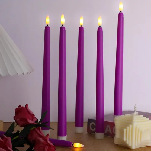 Miniatura 5 de Macarrie 24 Paquetes de Velas Cónicas Sin Llama Operadas con Batería Falsas de 11 Pulgadas de Largo Luz de Vela LED Sin Llama Parpadeantes Cónicas