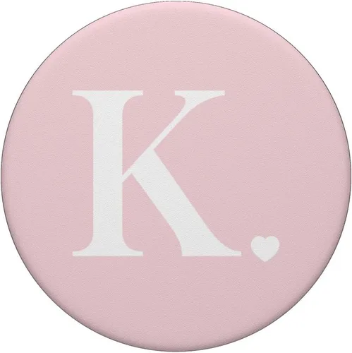 Miniatura 3 de PopSockets - Agarre y soporte para teléfonos y tabletas, diseño de letra K, color rosa claro y blanco