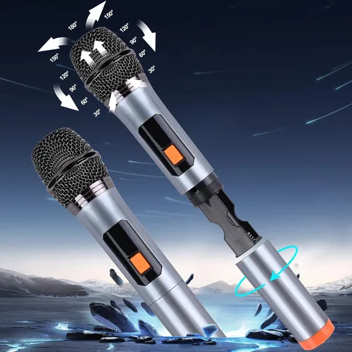 Miniatura 9 de Máquina de karaoke con 2 micrófonos inalámbricos, sistema de PA portátil, gran altavoz Bluetooth con luces LED, control remoto, compatible