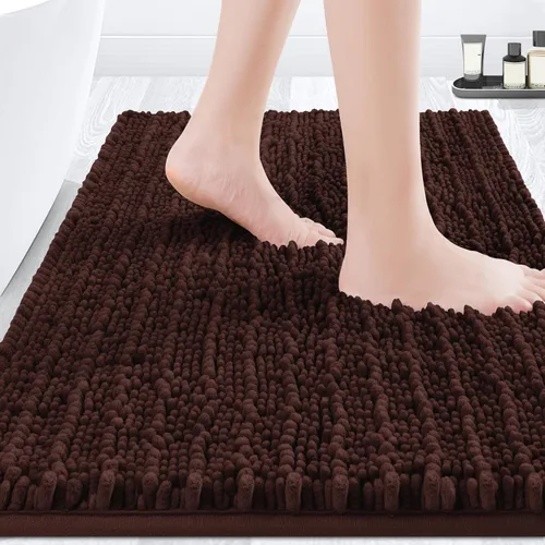 Miniatura 29 de ACCUMTEK - Juego de 2 alfombras de baño de lujo en color beige de 32"x20"+24"x17", alfombras de baño ultra suaves y gruesas absorbentes, alfombra